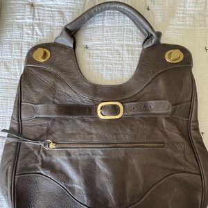 Foley + Corinna gray leather jet set bag large